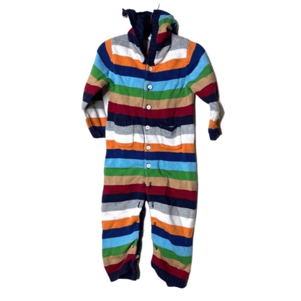 Gap baby cotton knitted lined color block hooded bodysuit 18-24M